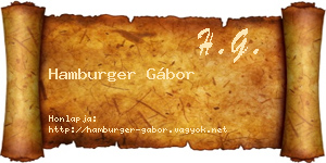 Hamburger Gábor névjegykártya